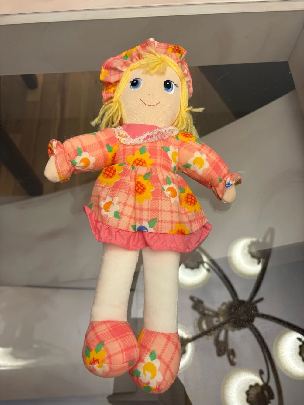 Girls Pink Floral Cloth Doll - Soft Plush Play Doll